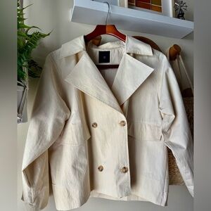 Elegant Cream Double-Breasted Jacket